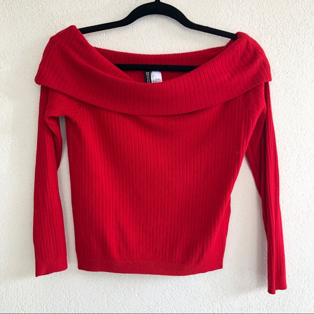 H&M Divided Off Shoulder Ribbed Top